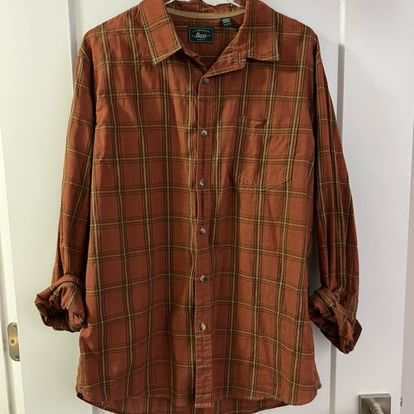 Bass Burnt Orange Plaid Flannel Button Down Shirt - Picture 4 of 10
